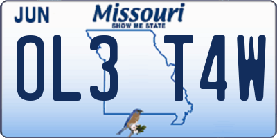 MO license plate OL3T4W