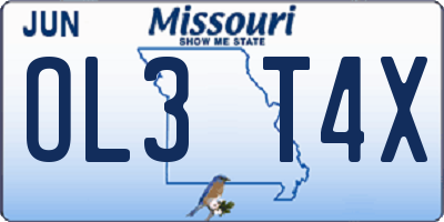 MO license plate OL3T4X