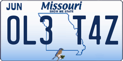 MO license plate OL3T4Z