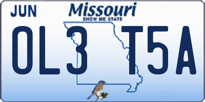 MO license plate OL3T5A