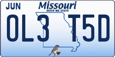 MO license plate OL3T5D