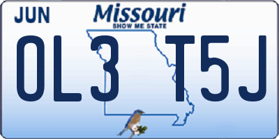 MO license plate OL3T5J