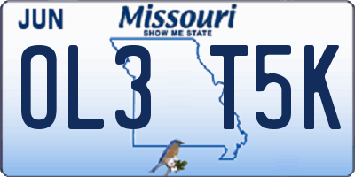 MO license plate OL3T5K