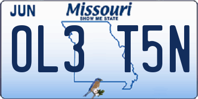 MO license plate OL3T5N