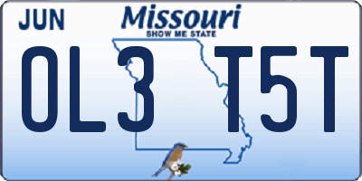 MO license plate OL3T5T
