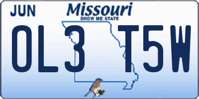 MO license plate OL3T5W