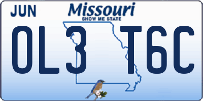 MO license plate OL3T6C