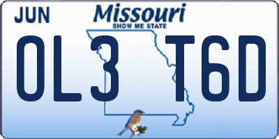 MO license plate OL3T6D