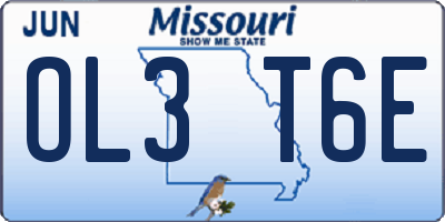MO license plate OL3T6E