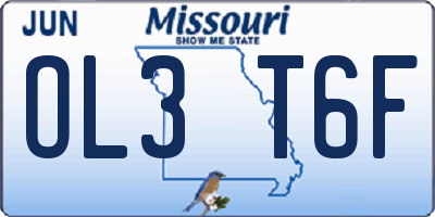 MO license plate OL3T6F