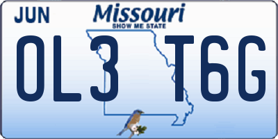 MO license plate OL3T6G