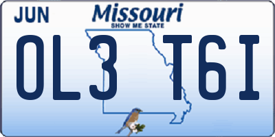 MO license plate OL3T6I