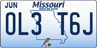 MO license plate OL3T6J