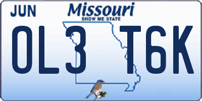 MO license plate OL3T6K