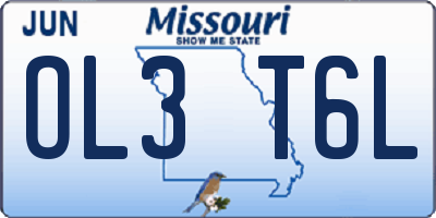 MO license plate OL3T6L