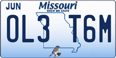 MO license plate OL3T6M