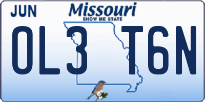 MO license plate OL3T6N