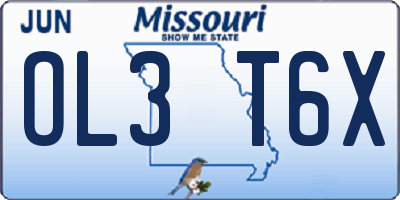 MO license plate OL3T6X