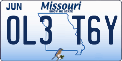 MO license plate OL3T6Y