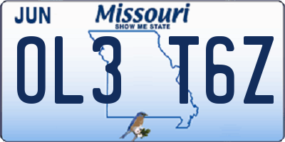 MO license plate OL3T6Z