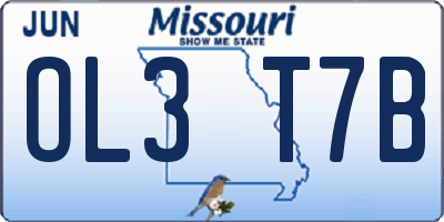 MO license plate OL3T7B