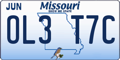 MO license plate OL3T7C