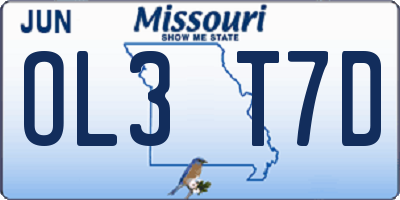 MO license plate OL3T7D