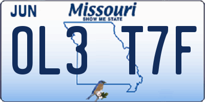 MO license plate OL3T7F