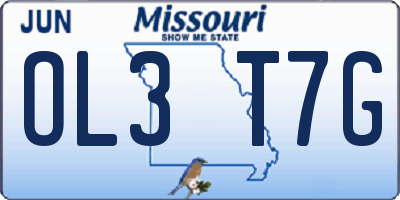 MO license plate OL3T7G