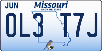 MO license plate OL3T7J