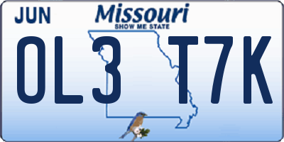 MO license plate OL3T7K