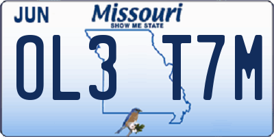 MO license plate OL3T7M