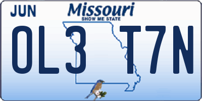MO license plate OL3T7N