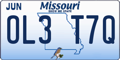 MO license plate OL3T7Q