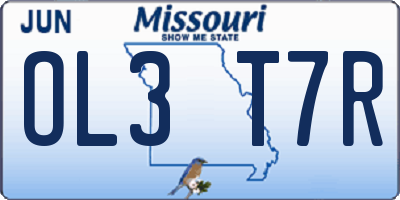 MO license plate OL3T7R