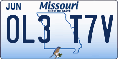 MO license plate OL3T7V
