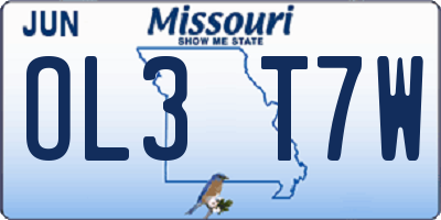 MO license plate OL3T7W
