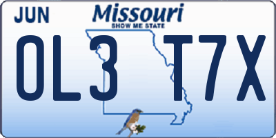 MO license plate OL3T7X