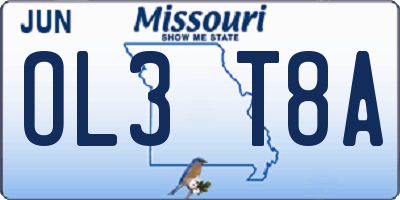 MO license plate OL3T8A