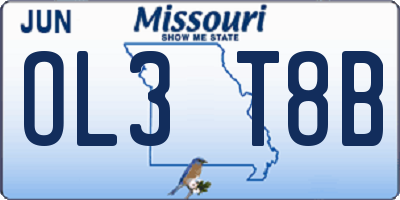 MO license plate OL3T8B