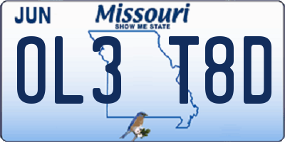 MO license plate OL3T8D