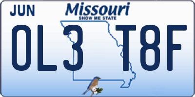 MO license plate OL3T8F