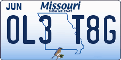 MO license plate OL3T8G