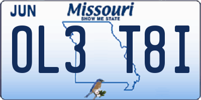 MO license plate OL3T8I