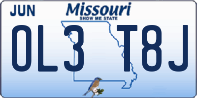 MO license plate OL3T8J