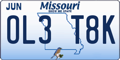 MO license plate OL3T8K