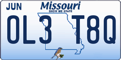 MO license plate OL3T8Q