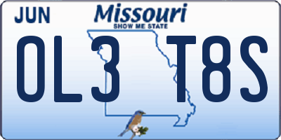 MO license plate OL3T8S