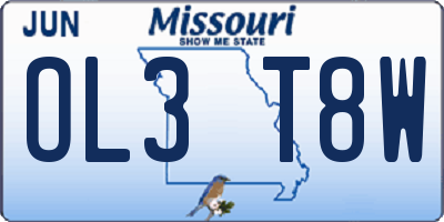 MO license plate OL3T8W