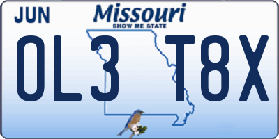 MO license plate OL3T8X